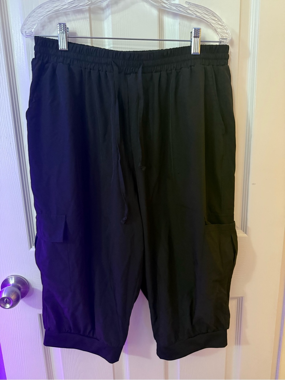 Black Women's Cargo Shorts with Elastic Waist